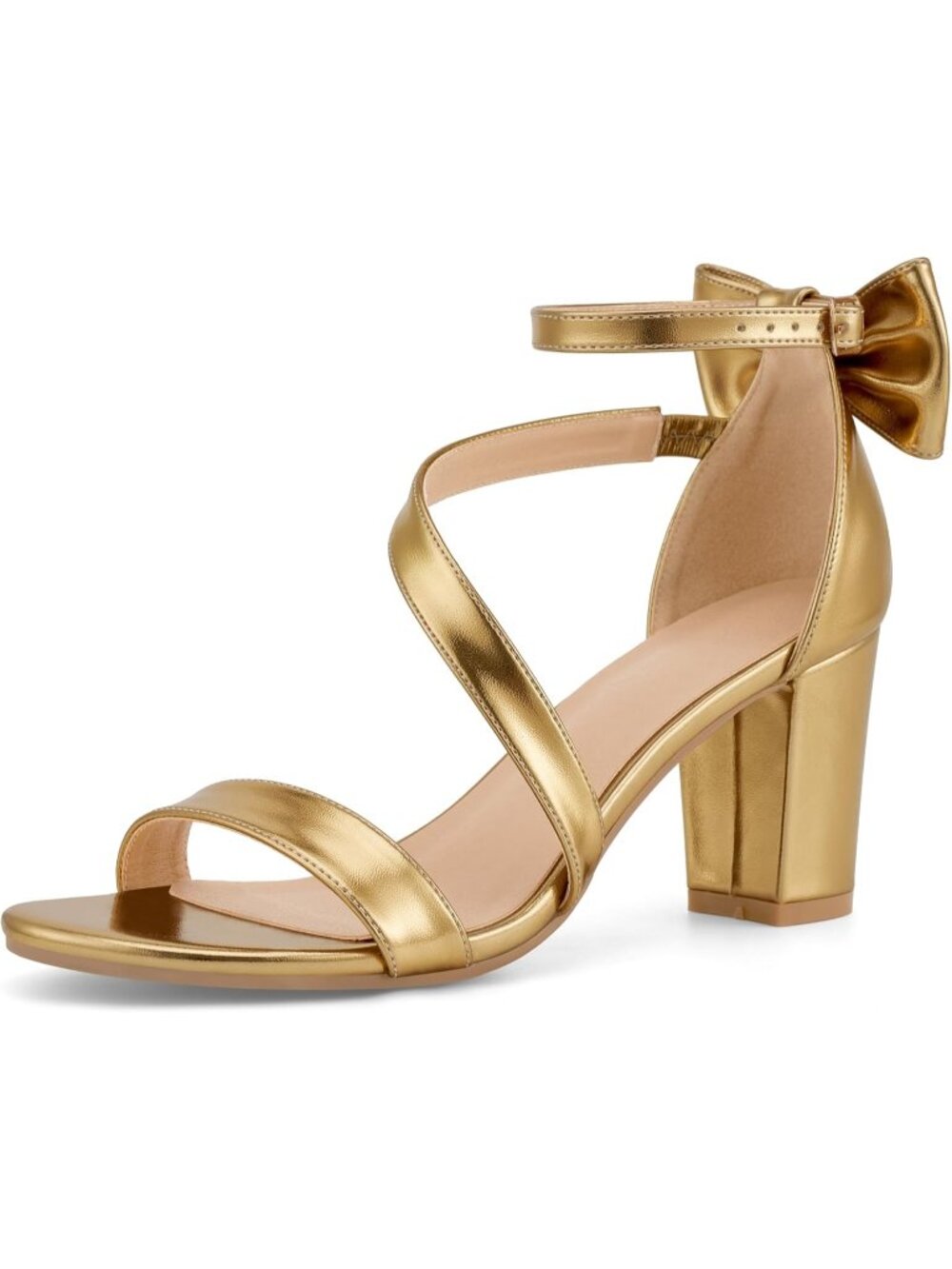 Women's Gold Comfortable Heels Slip On for Wedding No Blisters & Sore Feet Shoes